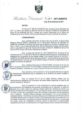 Resolución Directoral N° 067-2017-AGN/OTA