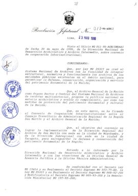 Resolución Jefatural N° 077-1996/AGN/J