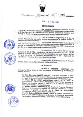 Resolución Jefatural N° 204-2005-AGN/J