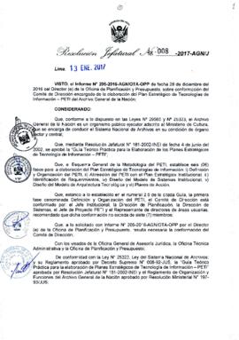 Resolución Jefatural N° 008-2017-AGN/J