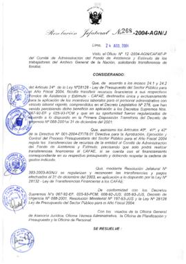 Resolución Jefatural N° 268-2004-AGN/J