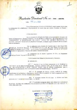 Resolución Directoral N° 012-2000-AGN/OTA