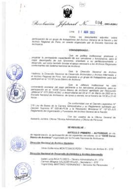 Resolución Jefatural N° 094-2003-AGN/J
