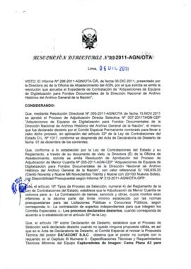 Resolución Directoral N° 082-2011-AGN/OTA