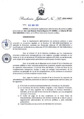 Resolución Jefatural N° 347-2012-AGN/J