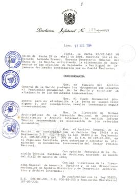 Resolución Jefatural N° 128-1994/AGN/J