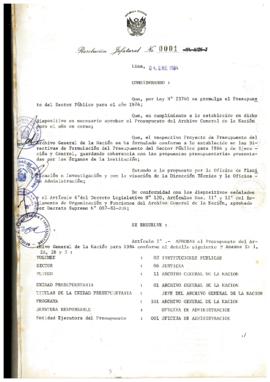 Resolución Jefatural N° 001-1984/AGN/J