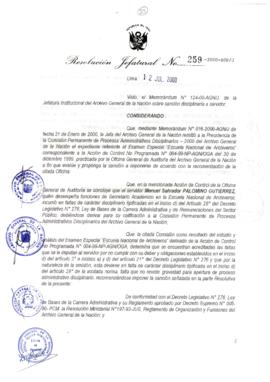 Resolución Jefatural N° 259-2000/AGN/J