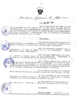 Resolución Jefatural N° 069-1998/AGN/J