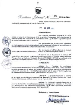 Resolución Jefatural N° 034-2016-AGN/J