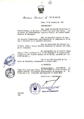 Resolución Directoral N° 95-85-AGN/OA