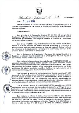 Resolución Jefatural N° 125-2019-AGN/J