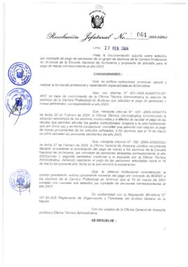 Resolución Jefatural N° 061-2004-AGN/J