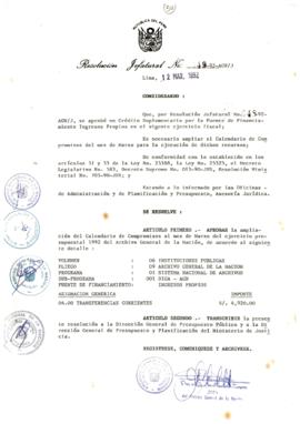Resolución Jefatural N° 049-1992/AGN/J