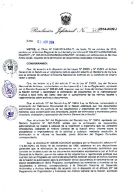 Resolución Jefatural N° 121-2014-AGN/J