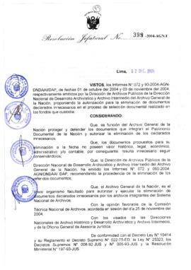 Resolución Jefatural N° 399-2004-AGN/J