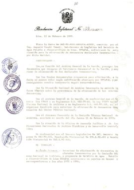 Resolución Jefatural N° 020-1993/AGN/J