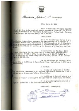Resolución Jefatural N° 083-1982/AGN/J