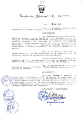Resolución Jefatural N° 007-1998/AGN/J
