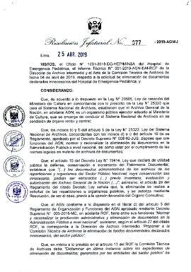 Resolución Jefatural N° 077-2019-AGN/J