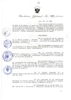 Resolución Jefatural N° 217-2000/AGN/J