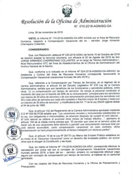 Resolución de la Oficina de Administración N° 010-2018-AGN/SG-OA