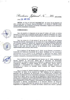 Resolución Jefatural N° 186-2013-AGN/J