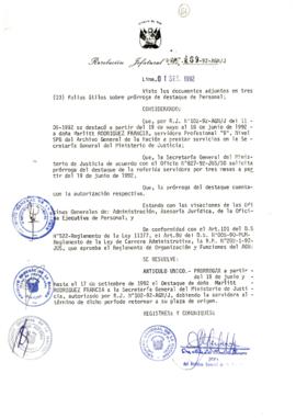 Resolución Jefatural N° 160-1992/AGN/J