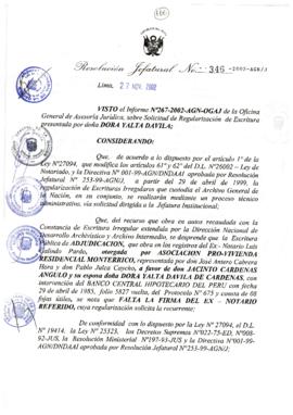 Resolución Jefatural N° 346-2002/AGN/J