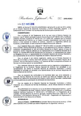 Resolución Jefatural N° 063-2018-AGN/J