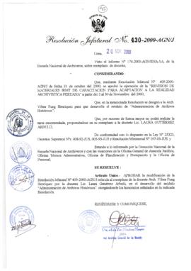 Resolución Jefatural N° 430-2000/AGN/J
