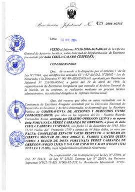Resolución Jefatural N° 427-2004-AGN/J