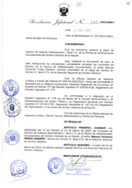 Resolución Jefatural N° 083-2003-AGN/J