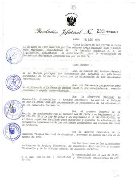 Resolución Jefatural N° 233-1999/AGN/J