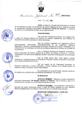 Resolución Jefatural N° 307-2004-AGN/J