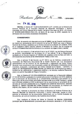 Resolución Jefatural N° 160-2018-AGN/J