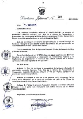 Resolución Jefatural N° 099-2019-AGN/J