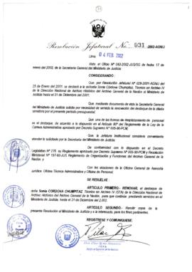 Resolución Jefatural N° 031-2002/AGN/J