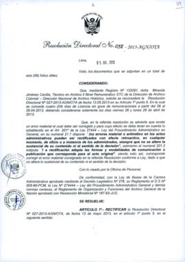 Resolución Directoral N° 038-2013-AGN/OTA