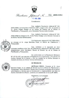 Resolución Jefatural N° 352-2009-AGN/J