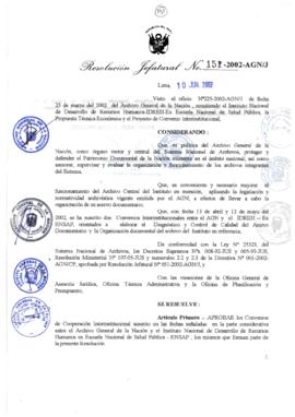Resolución Jefatural N° 151-2002/AGN/J