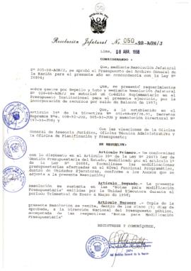Resolución Jefatural N° 050-1998/AGN/J