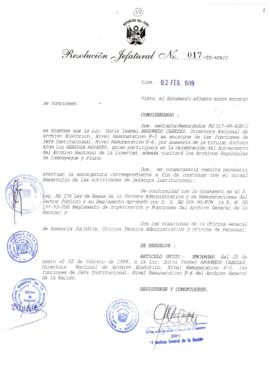 Resolución Jefatural N° 017-1999/AGN/J