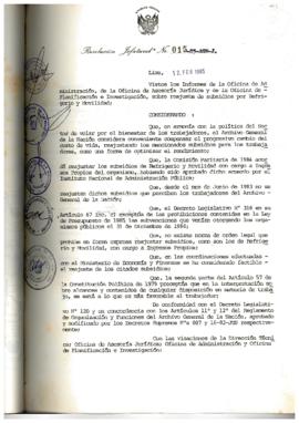 Resolución Jefatural N° 015-1985/AGN/J