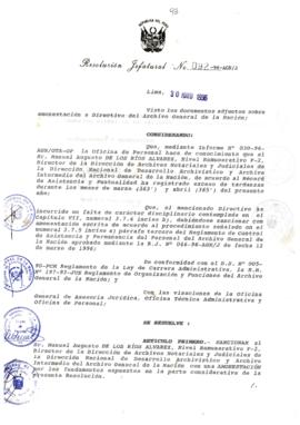 Resolución Jefatural N° 092-1996/AGN/J