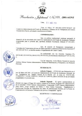 Resolución Jefatural N°068-2001/AGN/J
