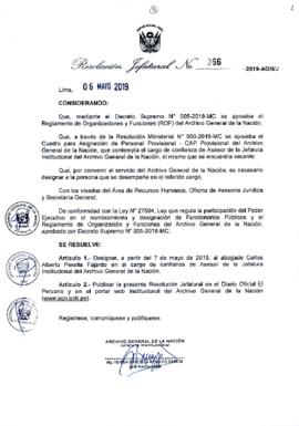 Resolución Jefatural N° 086-2019-AGN/J