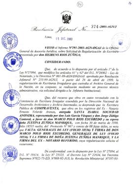 Resolución Jefatural N° 374-2003-AGN/J