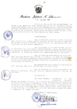 Resolución Jefatural N° 135-1994/AGN/J