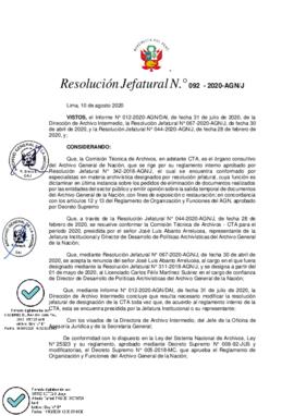Resolución Jefatural N° 092-2020-AGN/J